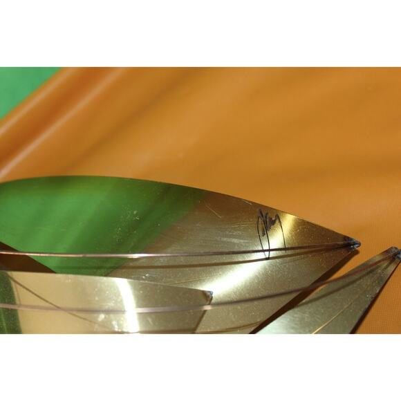 Vintage Pair Brass Metal Steel Onyx Sailboat Sculptures DeMott And Mario Jason - Picture 15 of 16